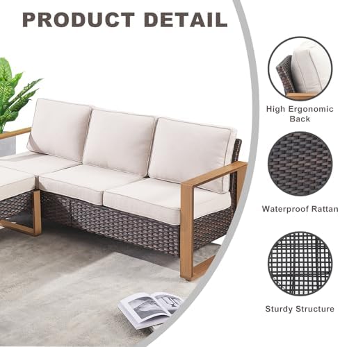 Brown Outdoor Wicker Patio Furniture Set of 6 - Image 3