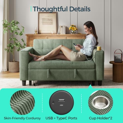 LINSY 54" Pull Out Couch with Charging Station - Image 5