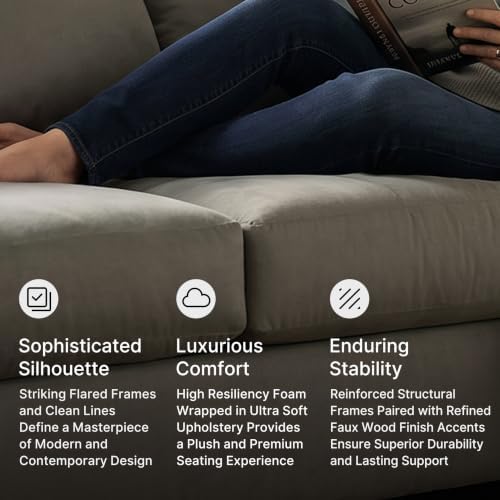 Signature Design by Ashley Darcy Microfiber 3-Seat Sofa Couch, Cobblestone - Image 5