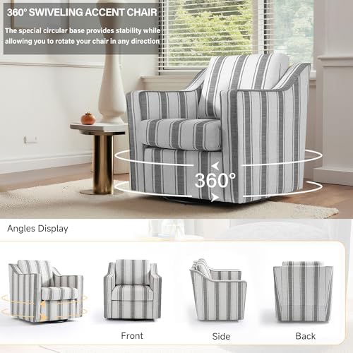 Swivel Accent Chair, Striped Armchair - Image 5