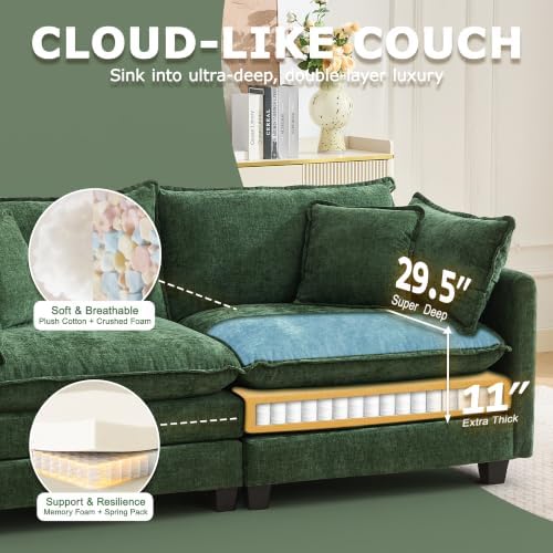 78" Modular Sectional Sofa, Cloud Loveseat Couch - Image 3