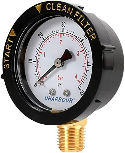 UHARBOUR Pool Filter Pressure Gauge 60psi 1/4" NPT Bottom Mount, Pool Pump - Image 4