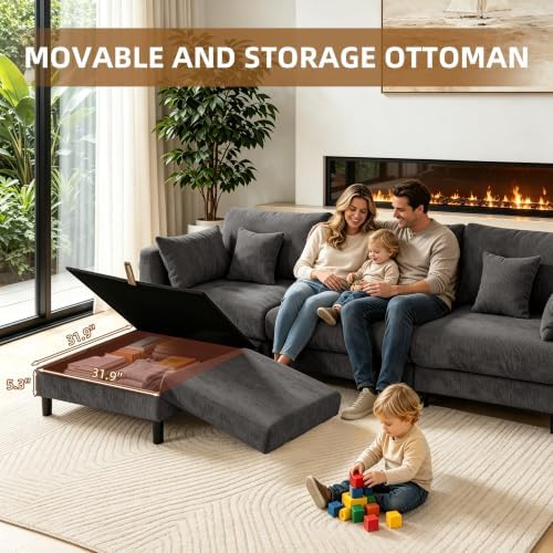 112.4'' Cloud Couch, L Shaped Modular Sectional Sofa - Image 6