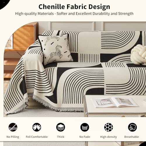 WEYOND Boho Couch Cover, Chenille Sofa Covers Washable - Image 3