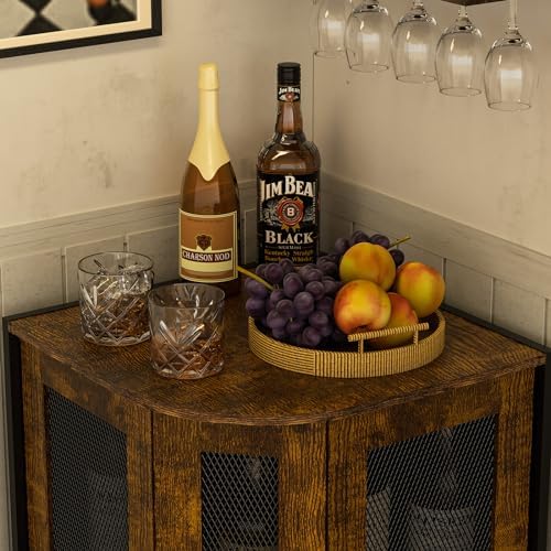 JKsmart 3-Tier Corner Bar Cabinet, Liquor Cabinet - Image 3