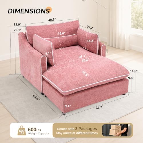VINGLI Chaise Lounge Chair Sofa Bed Indoor, Oversized Sleeper Accent Chair - Image 2