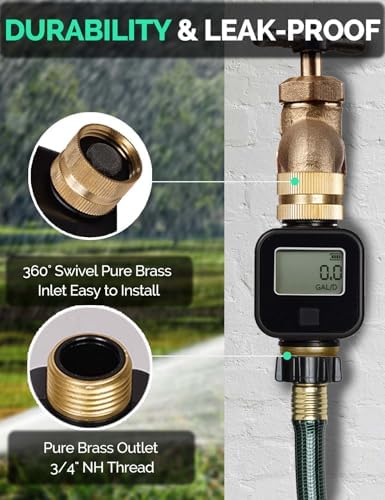 MOES Water Flow Meter with Brass Inlet & Outlet Measure Gallon Consumption - Image 2