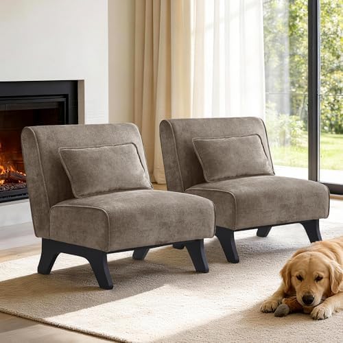 Armless Accent Chairs Set of 2 Upholstered Living Room Side Chairs by womina