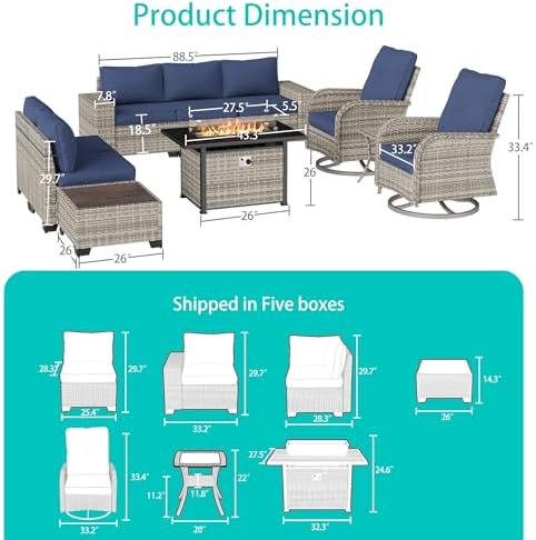 Outdoor Patio Furniture Set PE Wicker Rattan Outdoor Sectional Sofa - Image 5
