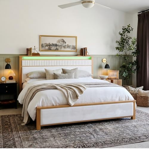 Homkdom Solid Wood Queen Size Bed Frame - Image 4
