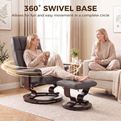 HOMCOM Faux Leather Reclining Chair, Swivel Ottoman Chair - Image 5