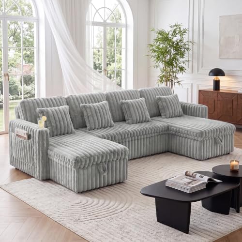 108" U Sectional Sleeper Sofa Pull Out Couch - Image 2
