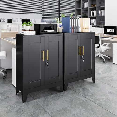 GAIOUS 36" Black Metal Storage Cabinet - Image 2