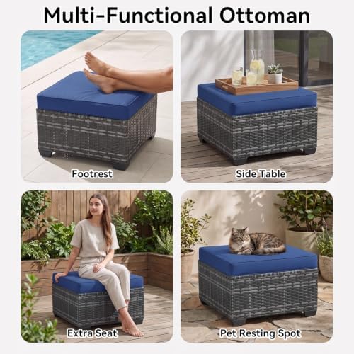 Aoxun 2 Piece Patio Sofa Ottomans - Image 5