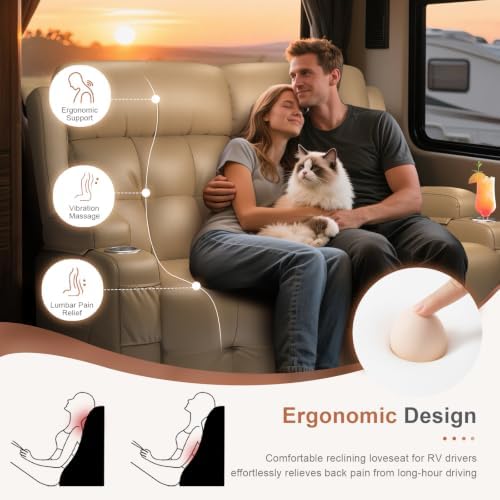 RV Loveseat Recliner Sofa, Wall Hugger Reclining RV Couch - Image 5