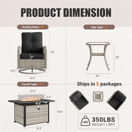 10Pcs Patio Rocking Swivel Chair - Image 2