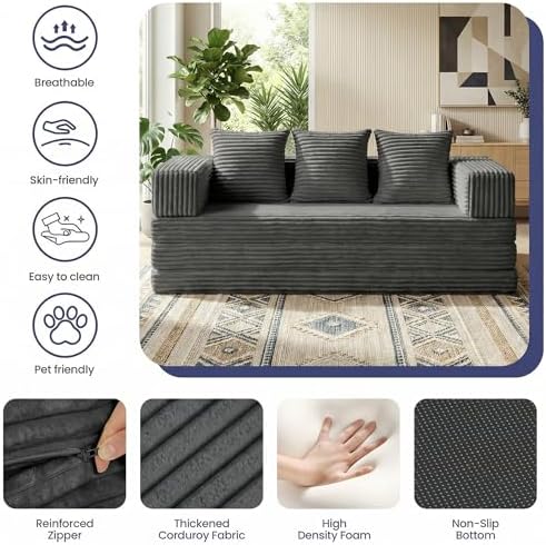 Convertible Sofa Bed Couch, 78’’ Oversized 4-in-1 Boneless Couches - Image 4
