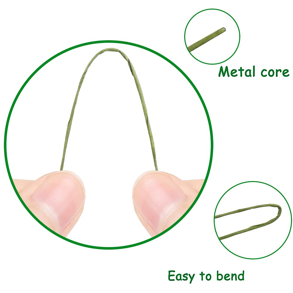 CCINEE 26 Gauge Dark Green Floral Wire Stem for Flower Arrangement Craft Supply,16 Inch,200PCS