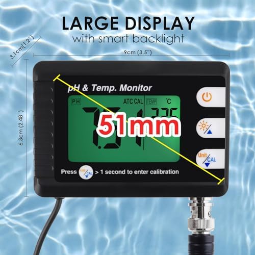 Digital Combo pH & Temperature Meter, Aquarium Thermometer pH Monitor - Image 6
