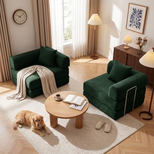 Convertible Compressed Corduroy Folding Cloud Sofa Bed, 5 in 1 Floor Mattress - Image 3