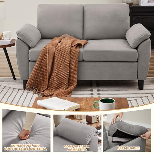2 Piece Sectional Sofa Set, Modern Linen Small Sofa Couch - Image 5