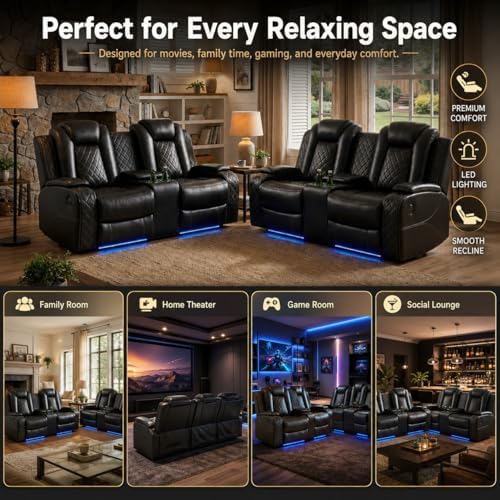 Power Reclining Leather Sofa Set – 2-Piece Home Theater Seating - Image 5