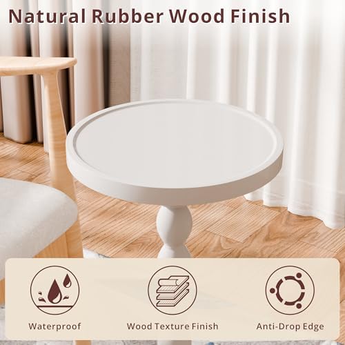 Small Round Side Table, Rubberwood‌ Drink Table - Image 4