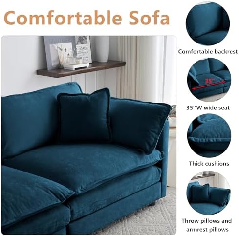 mikibama Luxury 2 Piece Cloud Couches Set, Modern Upholstered Chenille 3 Seater - Image 3