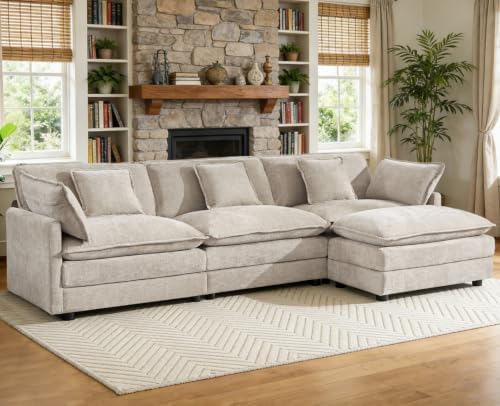 111.5” Modular Sectional Sofa, L Shaped Cloud Couch by VEPXXP