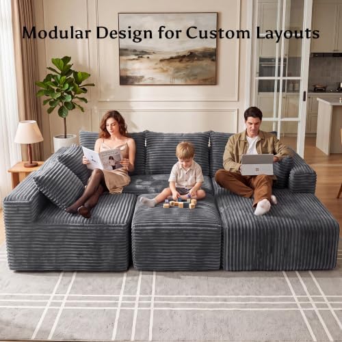 118" U Shaped Boneless Couches for Living Room, Modular Sectional Sofa - Image 4