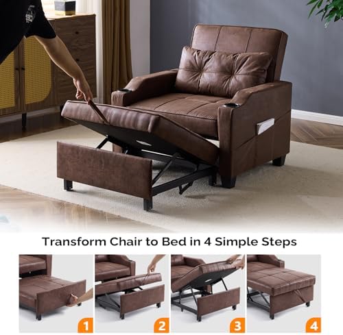 VINGLI Convertible Sleeper Chair Bed, Pull Out Sofa Couch - Image 6
