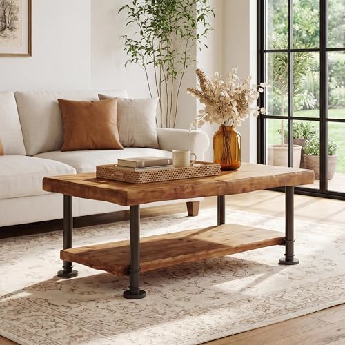 47.2" Rustic Solid Wood Coffee Table - Image 3