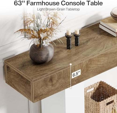 Tribesigns 63" Console Table, Farmhouse 2-Tier Entryway Table - Image 6