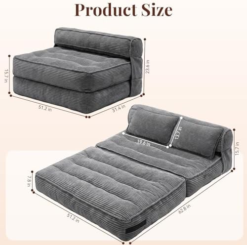 Folding Sofa Bed, Convertible Sleeper Chair - Image 2