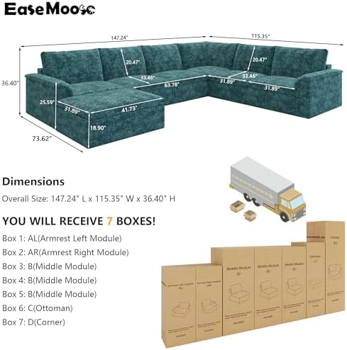 EASE MOOSE Boneless Couches, Cloud Couch Sectional - Image 2