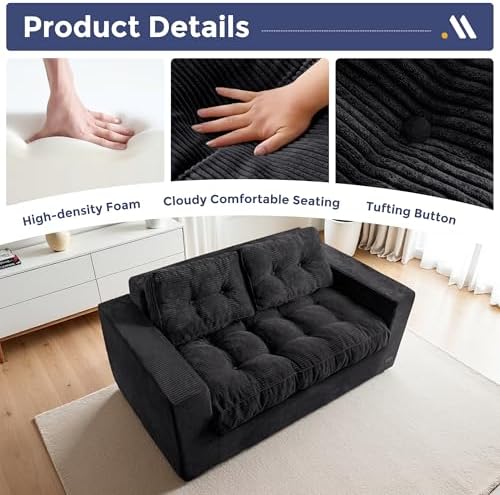 MAXYOYO Loveseat Sofa Couch, Upholstered Bean Bag Chair Cloud Seat - Image 6
