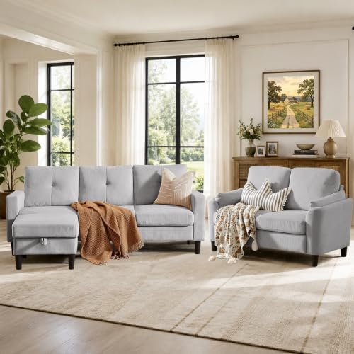2 Piece Sectional Sofa Couch Set, 3-Seater Couch and Loveseat - Image 7