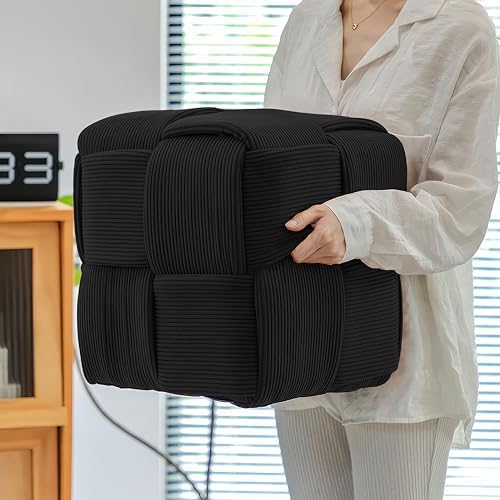 Cmishe 15" Square Woven Corduroy Ottoman Footrest - Image 2