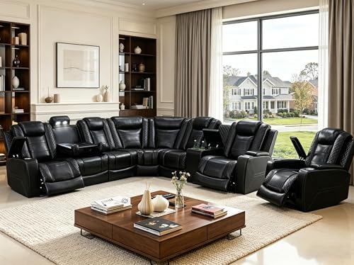Leather Power Reclining Sectional Sofa Set, Sectional Couch by PonlivingFurniture