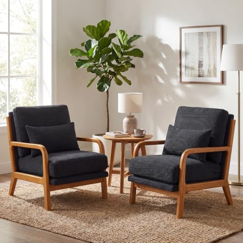 Mid Century Modern Accent Chairs Set of 2, Armchair - Image 3