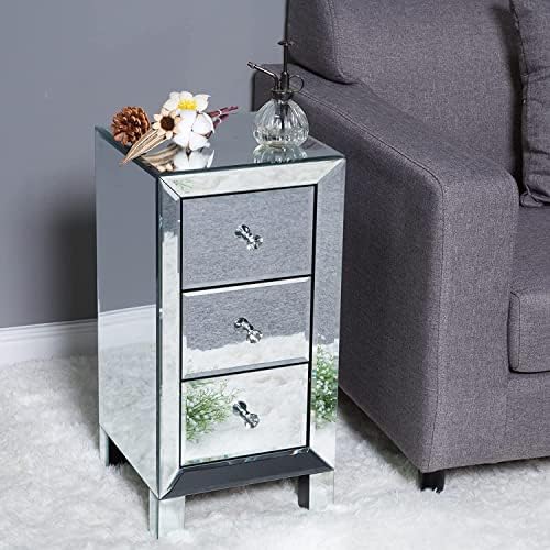 Bonnlo 3-Drawer Mirrored Nightstand Set of 2, End Table, Bedside Table - Image 4