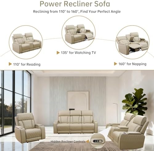 Living Room Furniture Sets, Power Recliner Sectional Sofa - Image 6