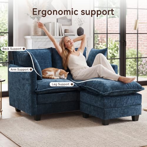 50" Loveseat Sofa with Ottoman, Cloud 2-Layer Cushion & 27" Deep Seat, Modern - Image 4