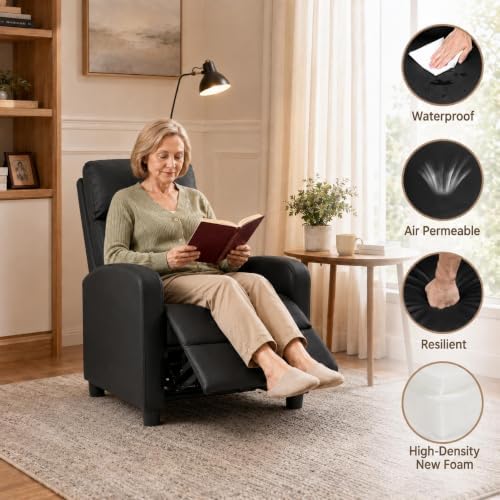 Yaheetech Recliner Chair with 3 Adjustable Angles Living Room Chairs Black - Image 5