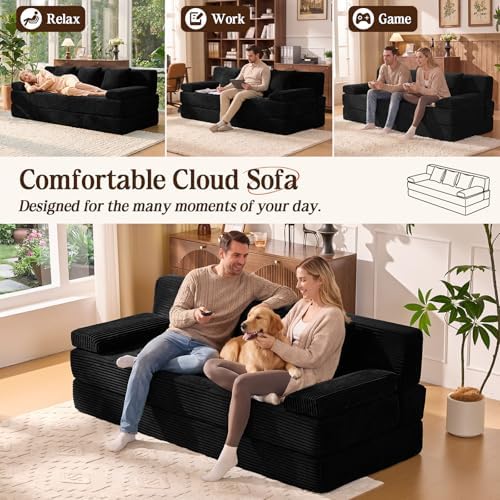 78.7IN Convertible Folding Sofa Bed, 3 Seater Sleeper Sofa Couch - Image 6