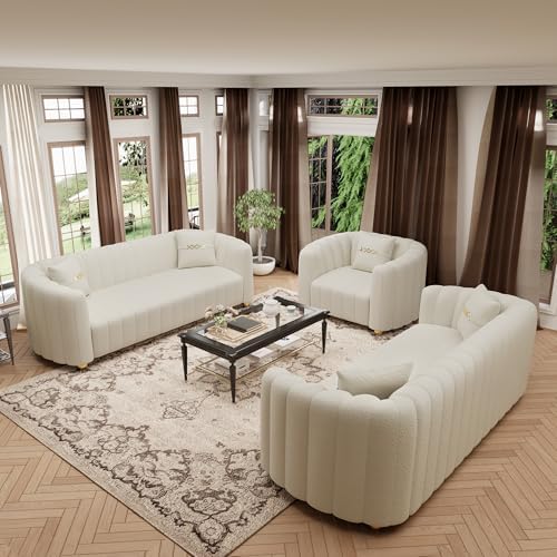 3 Piece Tufted Sofa Set for Living Room, Modern Design Couch Set - Image 2