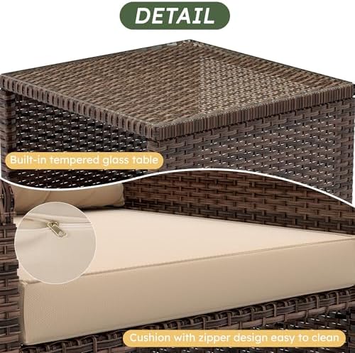 LHBcraft 5 Piece Patio Furniture Set, PE Wicker Outdoor Furniture Set - Image 3