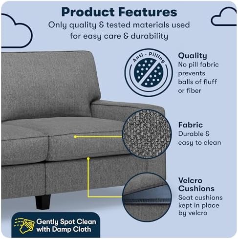 Serta Palisades 73" Track Arm Sofa, Easy Care Polyester, Soft Pillow Back - Image 3