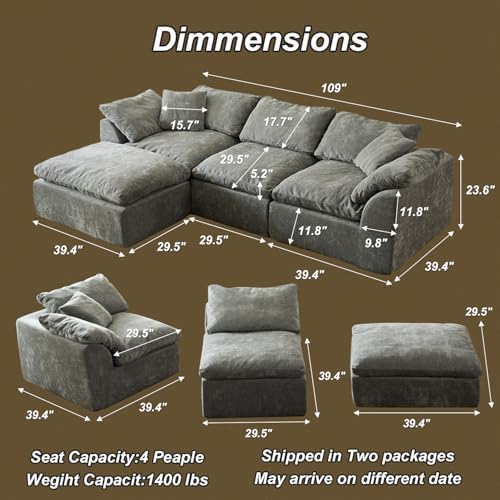 Cloud Couch Sectional, Boneless Modular Sofa - Image 2