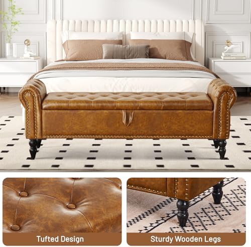 Furniliving 63” End of Bed Bench, Bedroom Bench - Image 6